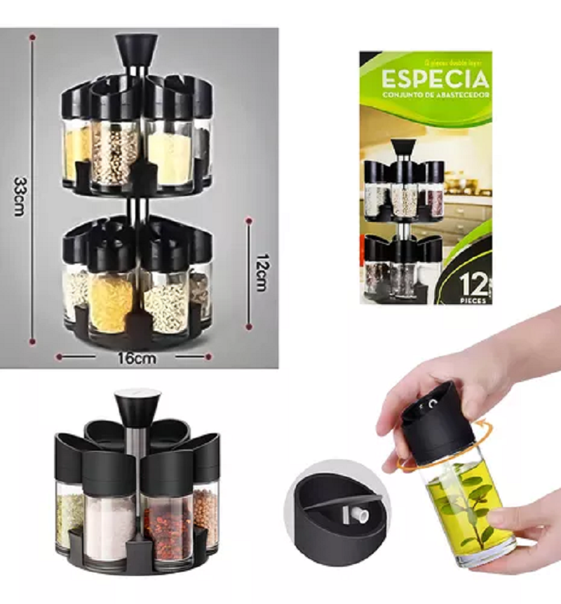 Miniatura 2 de Condimenteros 2 Niveles Set 12 Envases